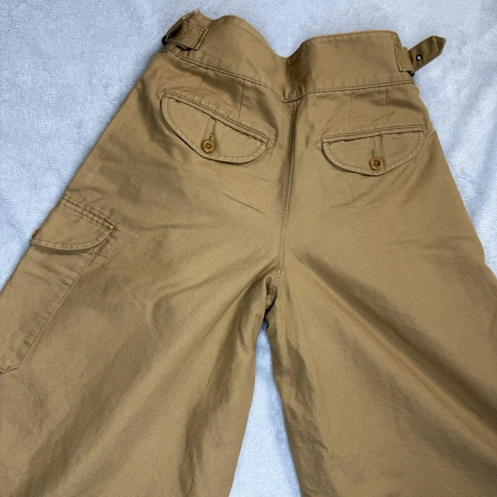 Banana Republic Women Explorer Cargo Culottes Pants 4 Tan Wide Leg Linen Cotton